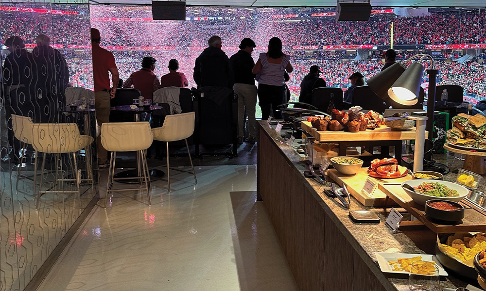 suitehop-sofi-stadium-google-cloud-suite-interior-catering-spread